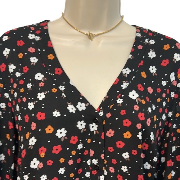 Cabi “Cheerful” Black Floral Long Sleeve Blouse - Picture 4 of 7